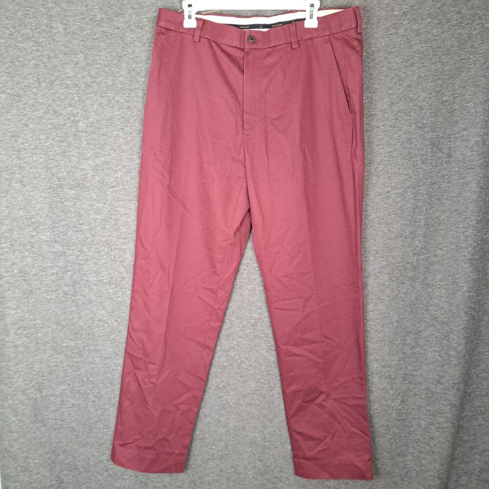 Brooks‎ Brothers Men's Cotton Clark Chino Pants Maroon 36x32 (Measures 35x32)